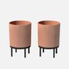 Veradek Demi 16 in. Raised with Stand Round Terracotta Plastic Planter with Black Stand (2 Pack) DMSTV16ABL-2PK