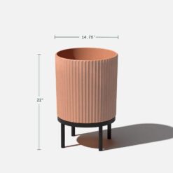 Veradek Demi 16 in. Raised with Stand Round Terracotta Plastic Planter with Black Stand (2 Pack) DMSTV16ABL-2PK