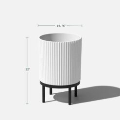 Veradek Demi 16 in. Raised with Stand Round White Plastic Planter with Black Stand (2-Pack) DMSTV16WBL-2PK