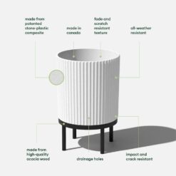 Veradek Demi 16 in. Raised with Stand Round White Plastic Planter with Black Stand (2-Pack) DMSTV16WBL-2PK