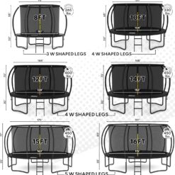 JUMPZYLLA Trampoline Outdoor 10FT with Enclosure and Ladder, ASTM Approved Recreational Trampoline for Kids and Adults, Anti-Rust Coated Frame, Black