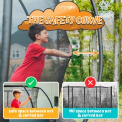 JUMPZYLLA Trampoline Outdoor 10FT with Enclosure and Ladder, ASTM Approved Recreational Trampoline for Kids and Adults, Anti-Rust Coated Frame, Gray