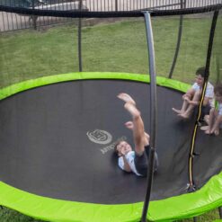 JUMPZYLLA Trampoline Outdoor 12FT with Enclosure and Ladder, ASTM Approved Recreational Trampoline for Kids and Adults, Anti-Rust Coated Frame, Green