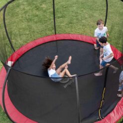 JUMPZYLLA Trampoline Outdoor 12FT with Enclosure and Ladder, ASTM Approved Recreational Trampoline for Kids and Adults, Anti-Rust Coated Frame, Red