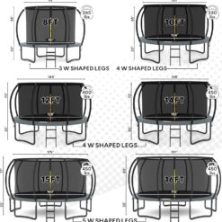 JUMPZYLLA Trampoline Outdoor 14FT with Enclosure and Ladder, ASTM Approved Recreational Trampoline for Kids and Adults, Anti-Rust Coated Frame, Gray