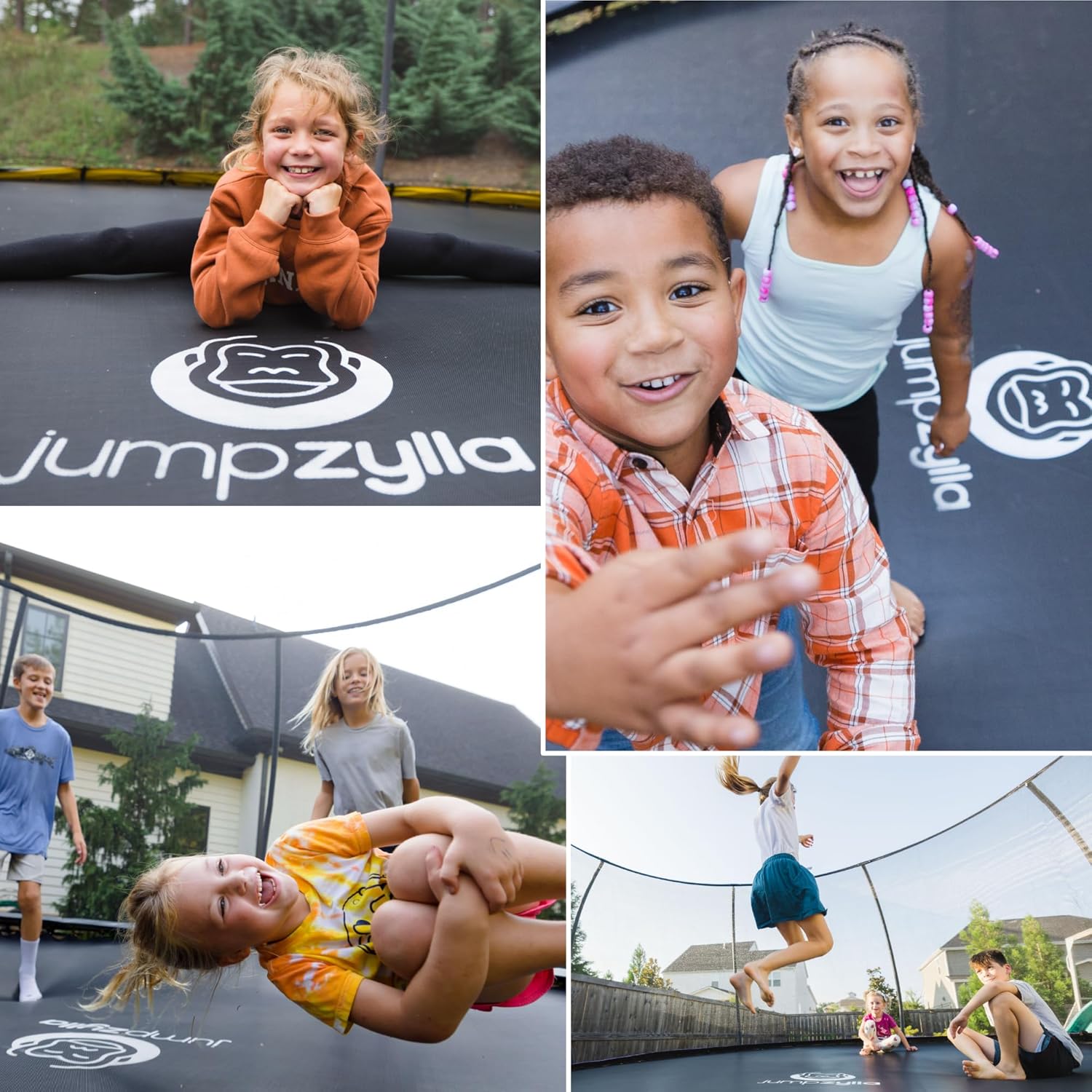 JUMPZYLLA Trampoline Outdoor 14FT with Enclosure and Ladder, ASTM Approved Recreational Trampoline for Kids and Adults, Anti-Rust Coated Frame, Green
