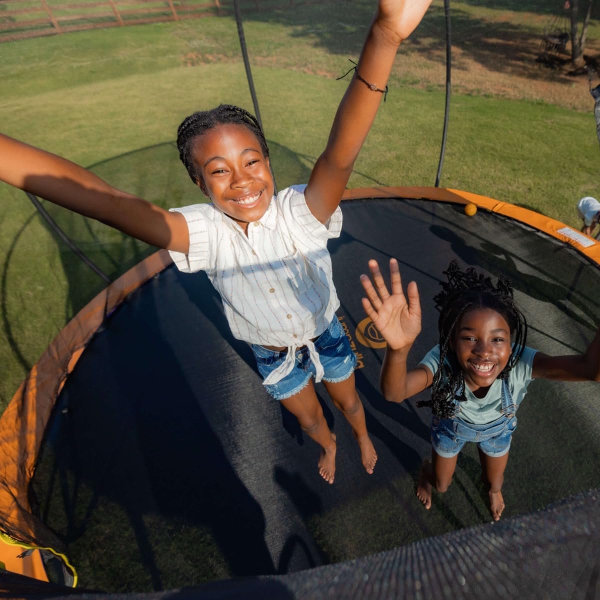 JUMPZYLLA Trampoline Outdoor 14FT with Enclosure and Ladder, ASTM Approved Recreational Trampoline for Kids and Adults, Anti-Rust Coated Frame, Orange
