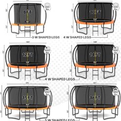 JUMPZYLLA Trampoline Outdoor 14FT with Enclosure and Ladder, ASTM Approved Recreational Trampoline for Kids and Adults, Anti-Rust Coated Frame, Orange