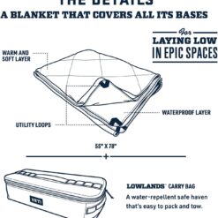 YETI Lowlands Blanket, Multi-Use Blanket with Travel Bag, Big Sky Blue