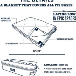 YETI Lowlands Blanket, Multi-Use Blanket with Travel Bag, Navy