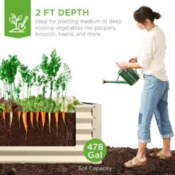 Best Choice Products 8 ft. x 4 ft. x 2 ft. Beige Outdoor Steel Raised Garden Bed, Planter Box for Vegetables, Flowers, Herbs SKY7331