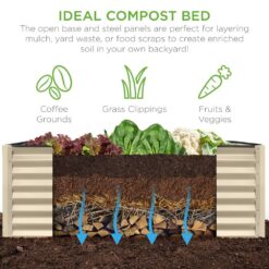 Best Choice Products 8 ft. x 4 ft. x 2 ft. Beige Outdoor Steel Raised Garden Bed, Planter Box for Vegetables, Flowers, Herbs SKY7331