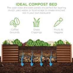 Best Choice Products 8 ft. x 4 ft. x 2 ft. Wood Grain Outdoor Steel Raised Garden Bed, Planter Box for Vegetables, Flowers, Herbs SKY6617