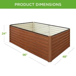 Best Choice Products 8 ft. x 4 ft. x 2 ft. Wood Grain Outdoor Steel Raised Garden Bed, Planter Box for Vegetables, Flowers, Herbs SKY6617
