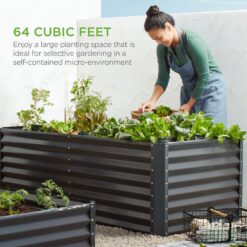 Best Choice Products 8 ft. x 4 ft. x 2 ft. Gray Outdoor Steel Raised Garden Bed Planter Box for Vegetables, Flowers, Herbs SKY6372