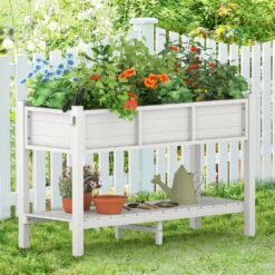 LUE BONA 48 in. x 18 in. x 30 in. White Raised Planter Boxes, Elevated Plastic Garden Bed Stand for Backyard, Patio, Balcony DPTHD230022-6