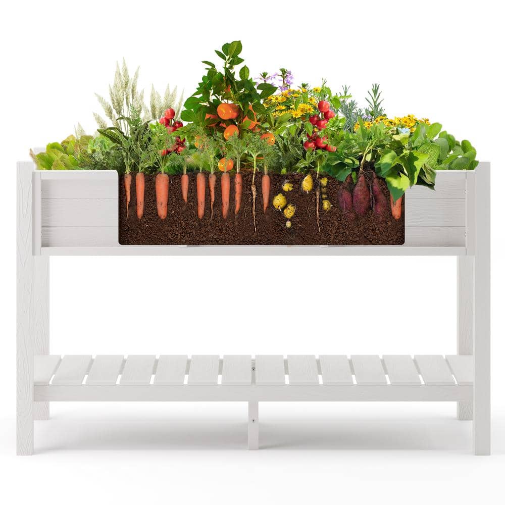 LUE BONA 48 in. x 18 in. x 30 in. White Raised Planter Boxes, Elevated Plastic Garden Bed Stand for Backyard, Patio, Balcony DPTHD230022-6