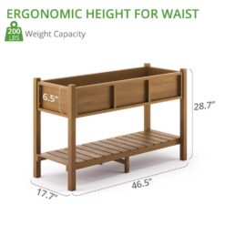 LUE BONA 48 in. x 18 in. x 30 in. Teak Raised Planter Boxes, Elevated Plastic Garden Bed Stand for Backyard, Patio, Balcony DPTHD230022-10
