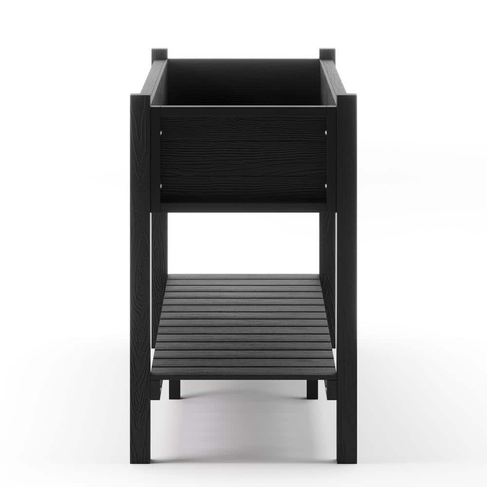LUE BONA 48 in. x 18 in. x 30 in. Black Raised Planter Boxes, Elevated Plastic Garden Bed Stand for Backyard, Patio, Balcony DPTHD230022-7