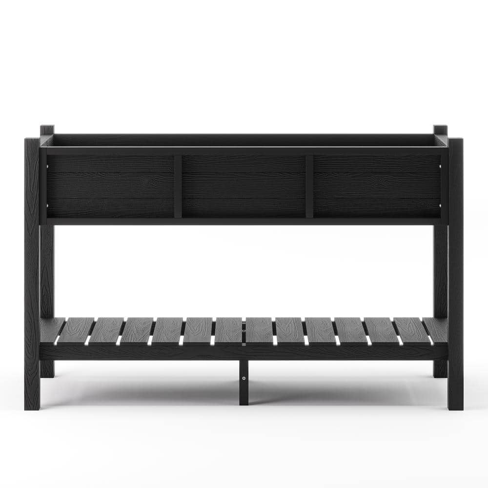 LUE BONA 48 in. x 18 in. x 30 in. Black Raised Planter Boxes, Elevated Plastic Garden Bed Stand for Backyard, Patio, Balcony DPTHD230022-7
