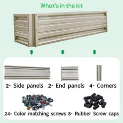 ALL METAL WORKS 24 inch by 72 inch Rectangle Light Stone Metal Planter Box PTTM2X6X18-LIGHTSTONE