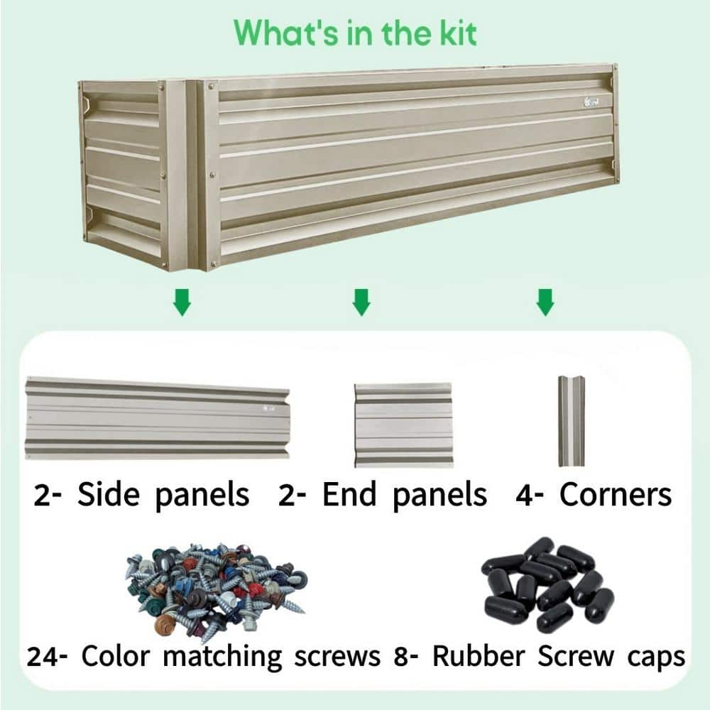ALL METAL WORKS 24 inch by 72 inch Rectangle Light Stone Metal Planter Box PTTM2X6X18-LIGHTSTONE