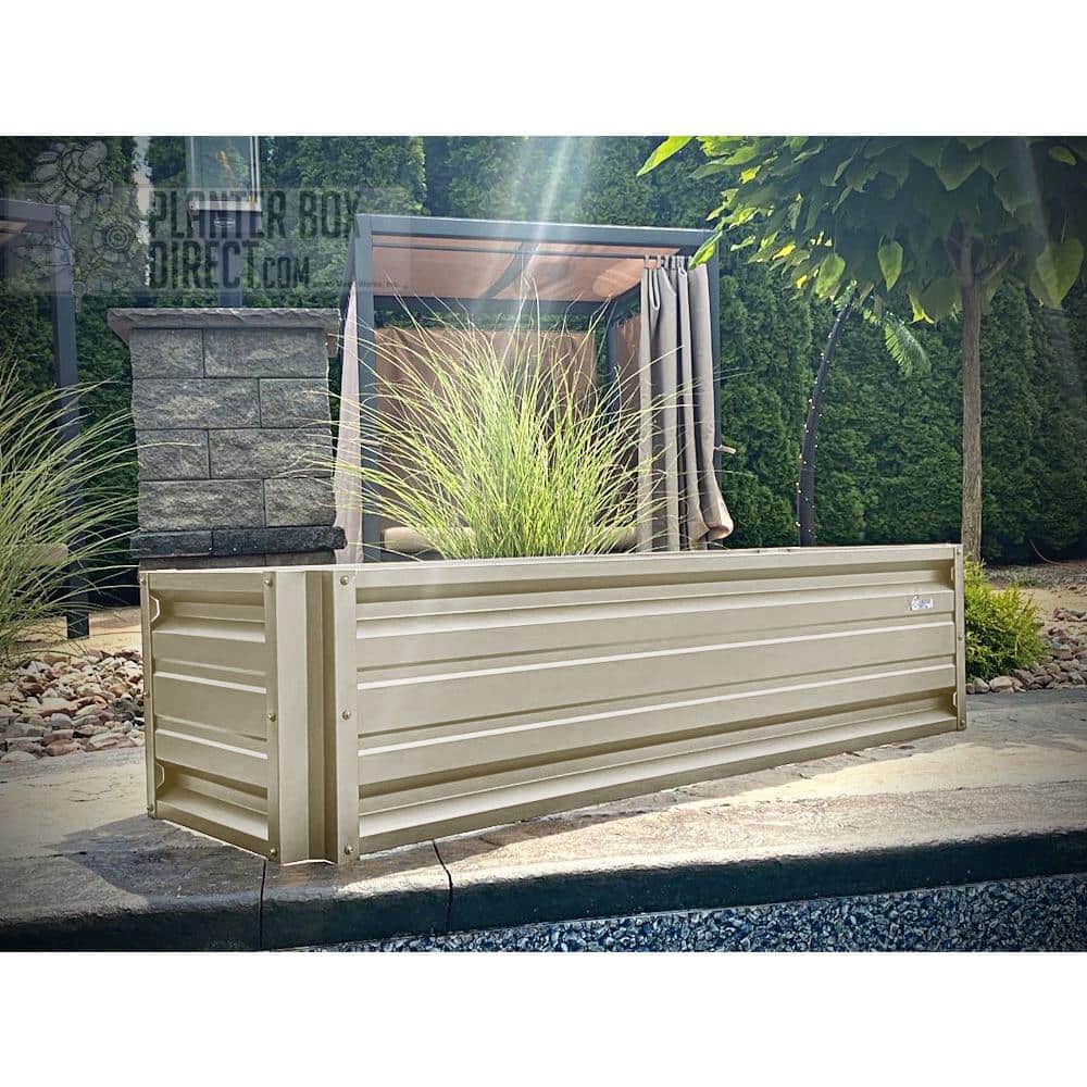 ALL METAL WORKS 24 inch by 72 inch Rectangle Light Stone Metal Planter Box PTTM2X6X18-LIGHTSTONE