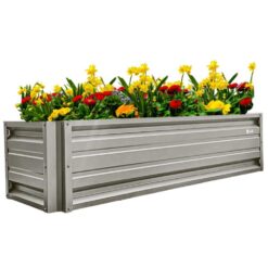 ALL METAL WORKS 24 inch by 72 inch Rectangle Ash Grey Metal Planter Box PTTM2X6X18-ASHGREY