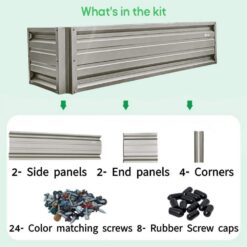 ALL METAL WORKS 24 inch by 72 inch Rectangle Ash Grey Metal Planter Box PTTM2X6X18-ASHGREY