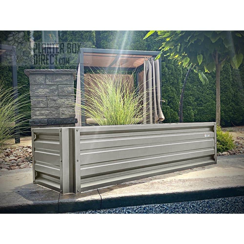 ALL METAL WORKS 24 inch by 72 inch Rectangle Ash Grey Metal Planter Box PTTM2X6X18-ASHGREY