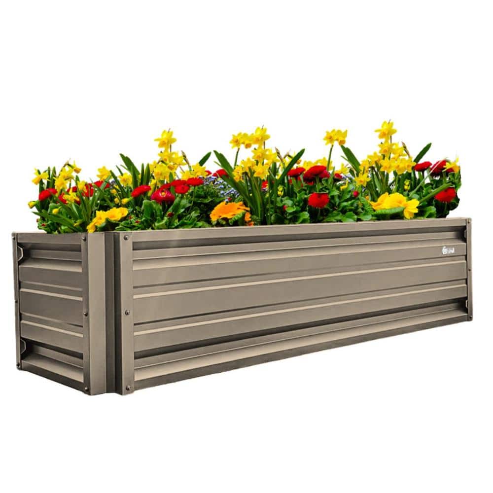 ALL METAL WORKS 24 inch by 72 inch Rectangle Clay Metal Planter Box PTTM2X6X18-CLAY