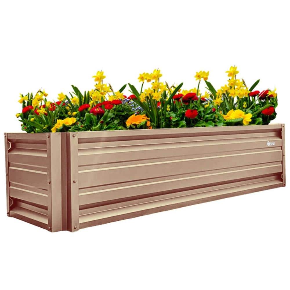 ALL METAL WORKS 24 inch by 72 inch Rectangle Sahara Tan Metal Planter Box PTTM2X6X18-SAHARATAN