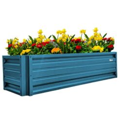 ALL METAL WORKS 24 inch by 72 inch Rectangle Hawaiian Blue Metal Planter Box PTTM2X6X18-HAWAIIANBLUE
