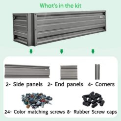 ALL METAL WORKS 24 inch by 72 inch Rectangle Slate Gray Metal Planter Box PTTM2X6X18-SLATEGRAY