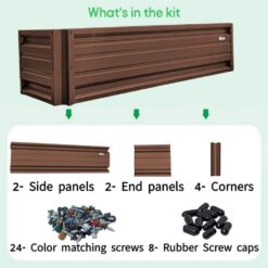 ALL METAL WORKS 24 inch by 72 inch Rectangle Cocoa Brown Metal Planter Box PTTM2X6X18-COCOABROWN