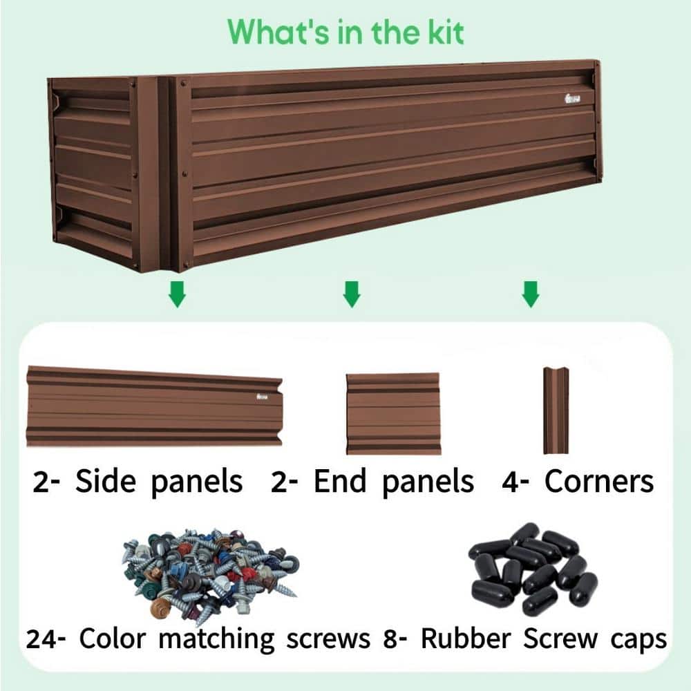 ALL METAL WORKS 24 inch by 72 inch Rectangle Cocoa Brown Metal Planter Box PTTM2X6X18-COCOABROWN