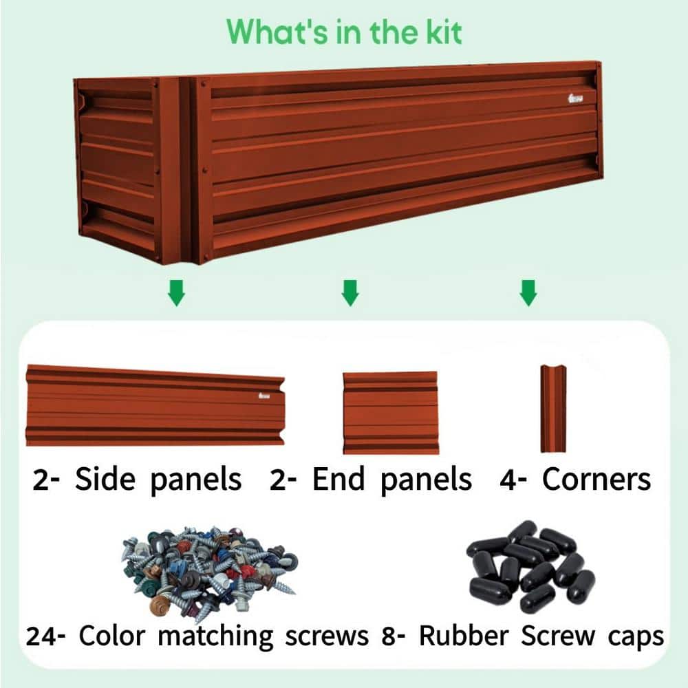 ALL METAL WORKS 24 inch by 72 inch Rectangle Barn Red Metal Planter Box PTTM2X6X18-BARNRED