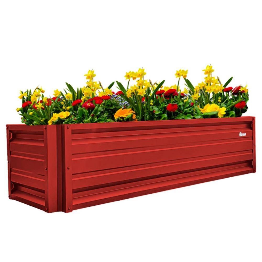 ALL METAL WORKS 24 inch by 72 inch Rectangle Bright Red Metal Planter Box PTTM2X6X18-BRIGHTRED