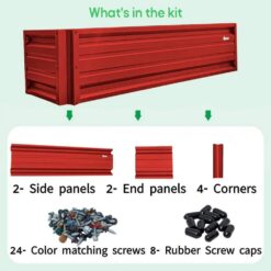 ALL METAL WORKS 24 inch by 72 inch Rectangle Bright Red Metal Planter Box PTTM2X6X18-BRIGHTRED