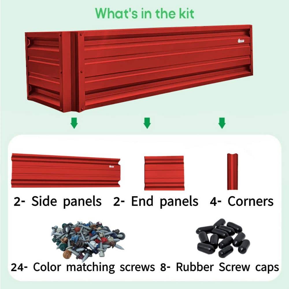 ALL METAL WORKS 24 inch by 72 inch Rectangle Bright Red Metal Planter Box PTTM2X6X18-BRIGHTRED