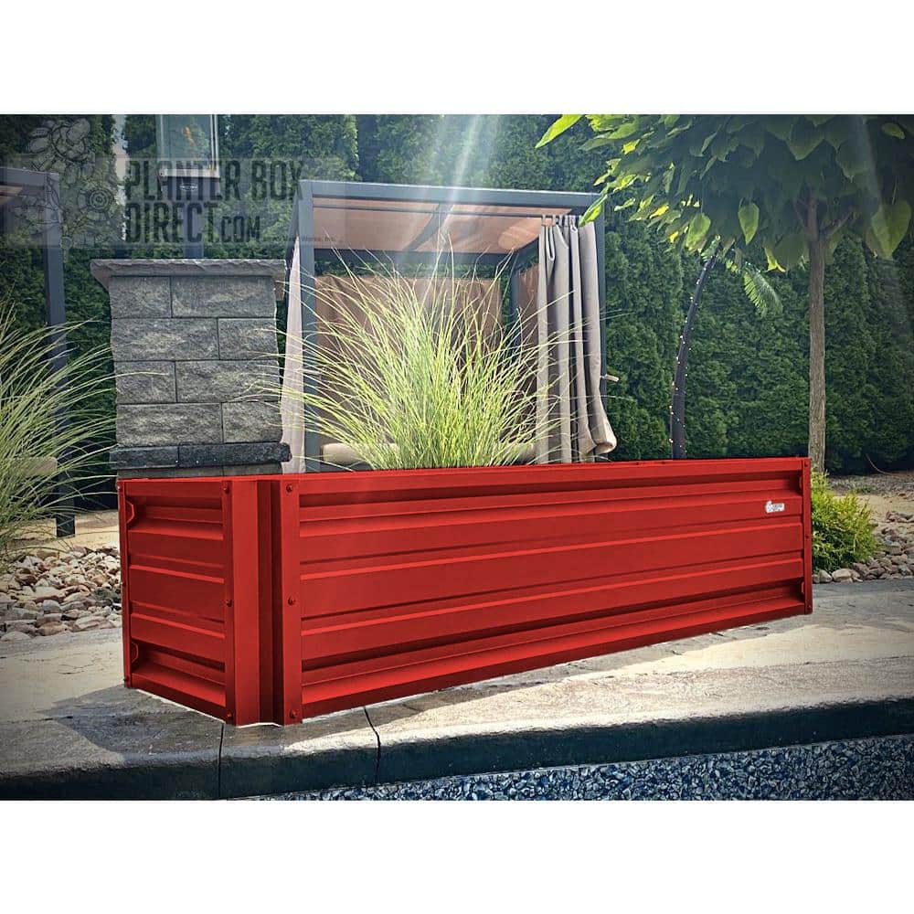 ALL METAL WORKS 24 inch by 72 inch Rectangle Bright Red Metal Planter Box PTTM2X6X18-BRIGHTRED