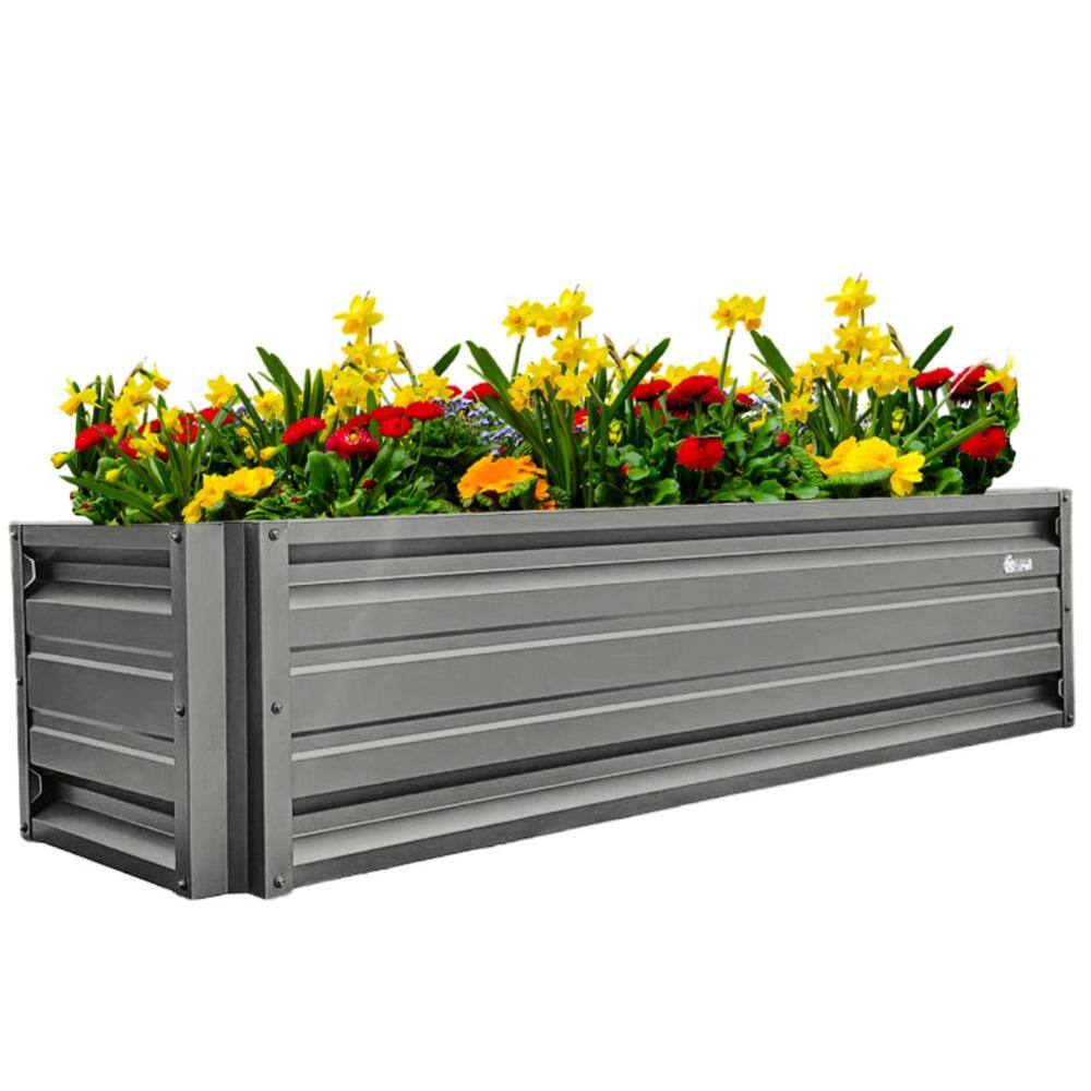 ALL METAL WORKS 24 inch by 72 inch Rectangle Charcoal Metal Planter Box PTTM2X6X18-CHARCOAL