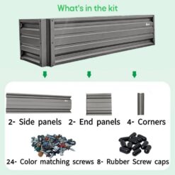 ALL METAL WORKS 24 inch by 72 inch Rectangle Charcoal Metal Planter Box PTTM2X6X18-CHARCOAL
