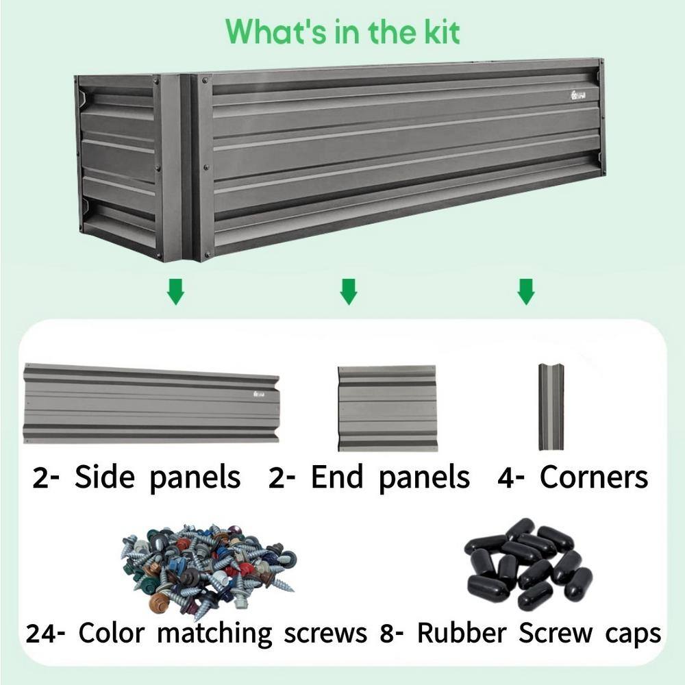 ALL METAL WORKS 24 inch by 72 inch Rectangle Charcoal Metal Planter Box PTTM2X6X18-CHARCOAL