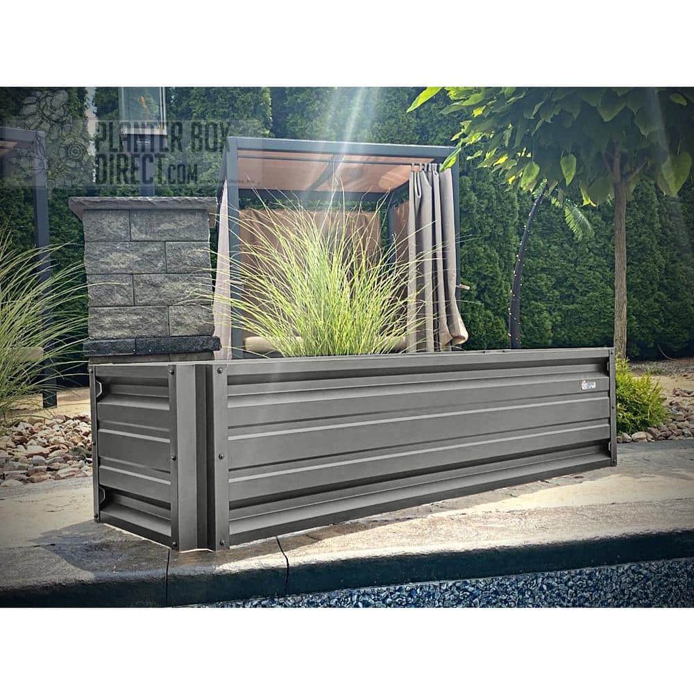 ALL METAL WORKS 24 inch by 72 inch Rectangle Charcoal Metal Planter Box PTTM2X6X18-CHARCOAL
