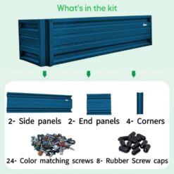 ALL METAL WORKS 24 inch by 72 inch Rectangle Gallery Blue Metal Planter Box PTTM2X6X18-GALLERYBLUE