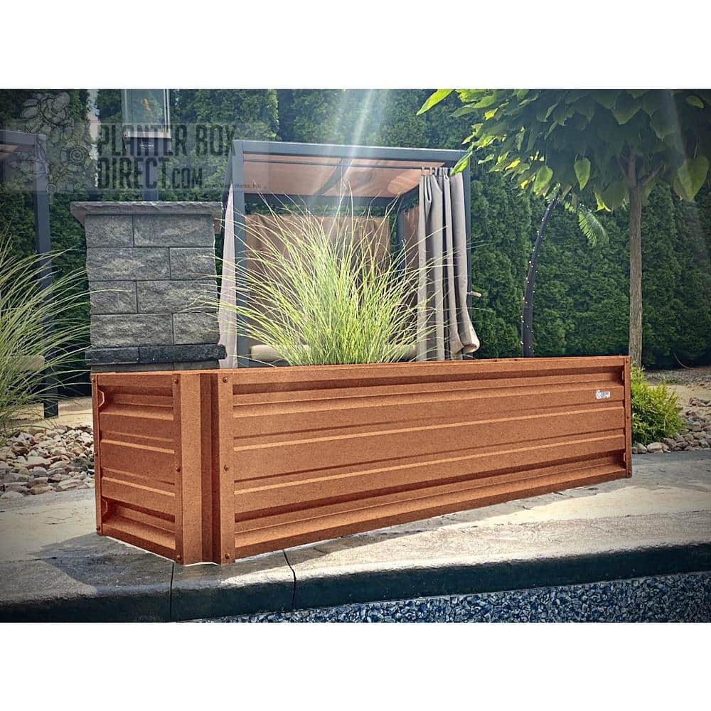 ALL METAL WORKS 24 inch by 72 inch Rectangle Copper Metallic Metal Planter Box PTTM2X6X18-COPPERMETALLIC