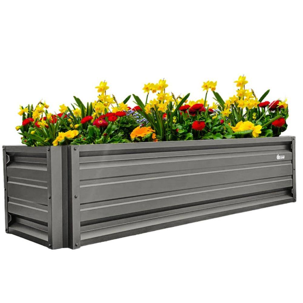 ALL METAL WORKS 24 inch by 72 inch Rectangle Burnished Slate Metal Planter Box PTTM2X6X18-BURNISHEDSLATE