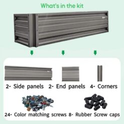 ALL METAL WORKS 24 inch by 72 inch Rectangle Burnished Slate Metal Planter Box PTTM2X6X18-BURNISHEDSLATE