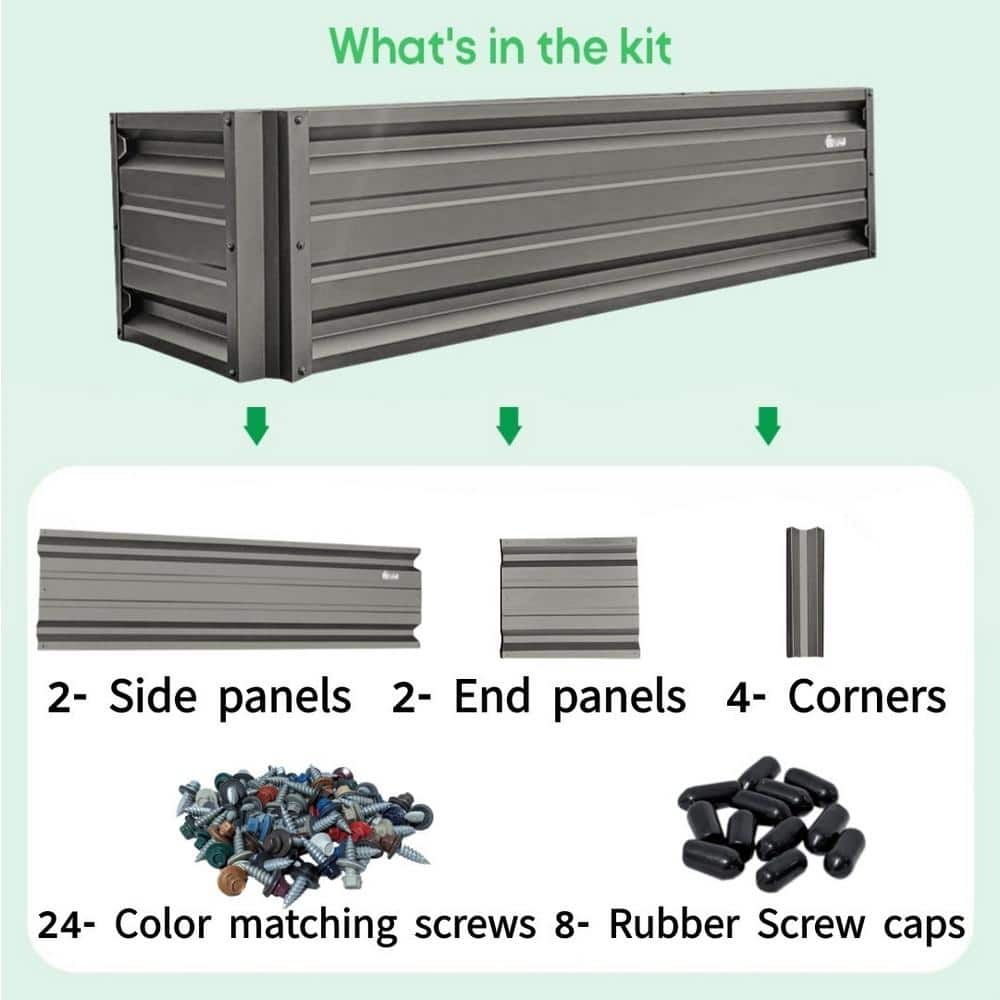ALL METAL WORKS 24 inch by 72 inch Rectangle Burnished Slate Metal Planter Box PTTM2X6X18-BURNISHEDSLATE